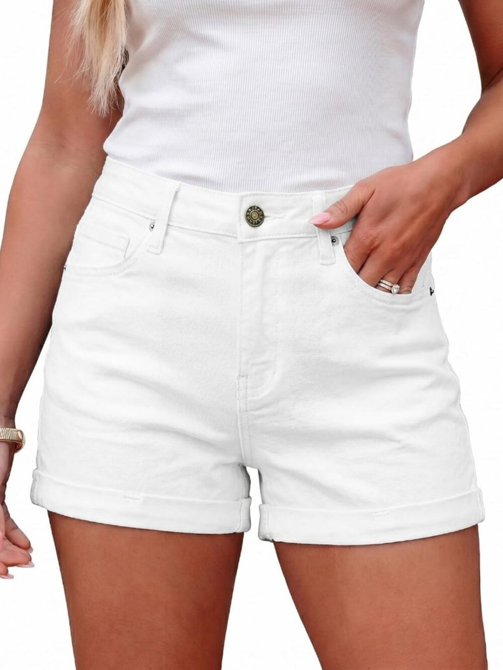 High-Waisted Ripped Denim Jean Shorts for Women - Summer Casual Jorts
